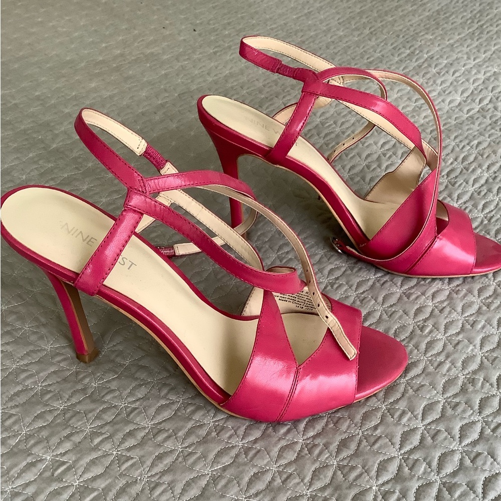 Nine West Fuchsia Strappy Heels, Sz 8